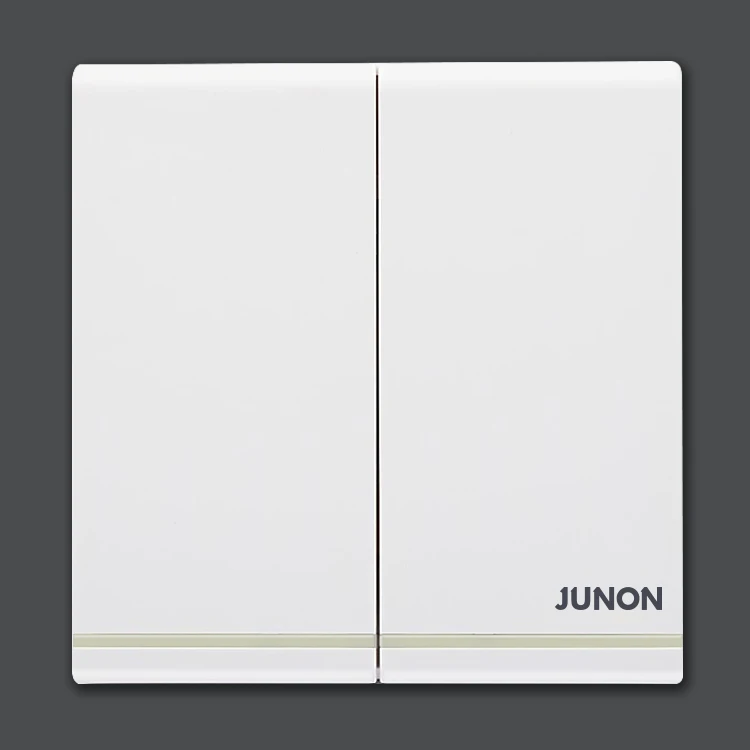 JUNON White 16A  2 Gang 1 Way Light Switch touch switch