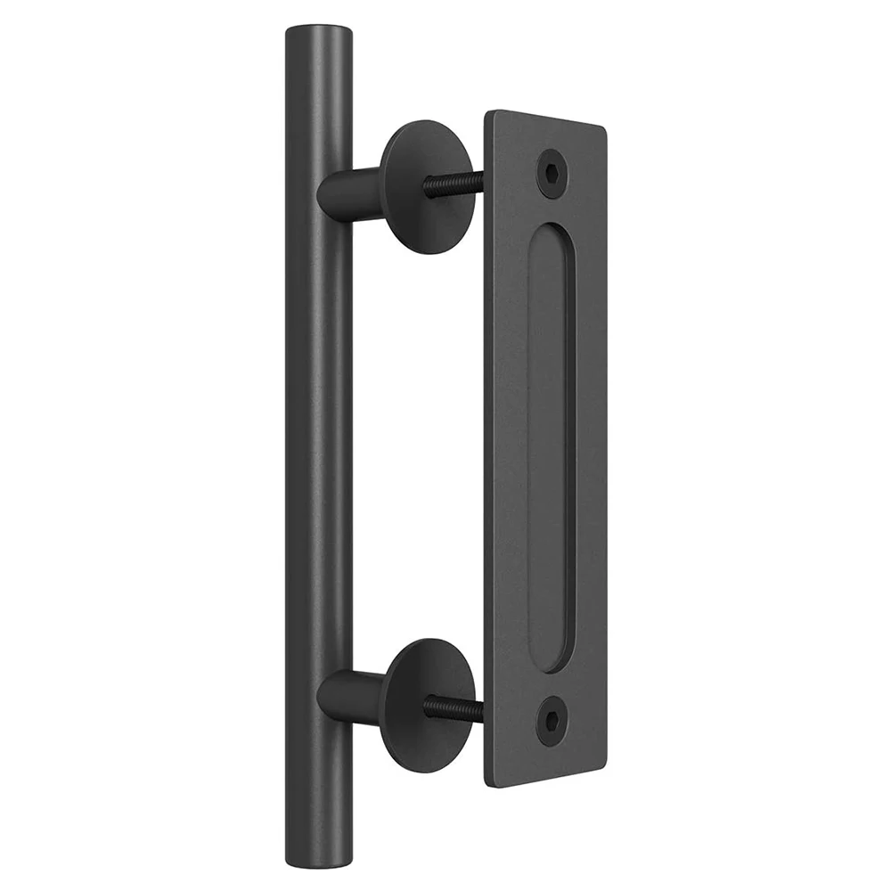 Barn Door Round Solid Handle Black Gates Garages Sheds Furniture Handle Set