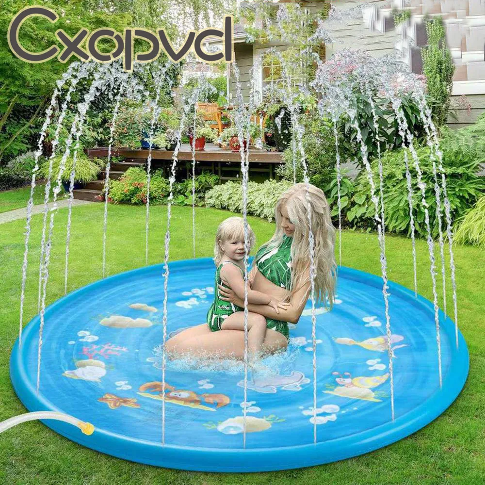 100cm Kids Inflatable Water spray pad Round Water Splash Play Pool Playing Sprinkler Mat Yard Outdoor Fun PVC Swimming Pools