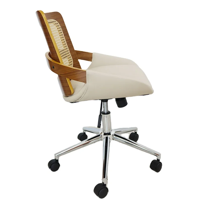 Luxury Upholstery Home Comfortable Swivel Executive Ash Metal Frame Arm Rest Office Chairs With Rattan Back