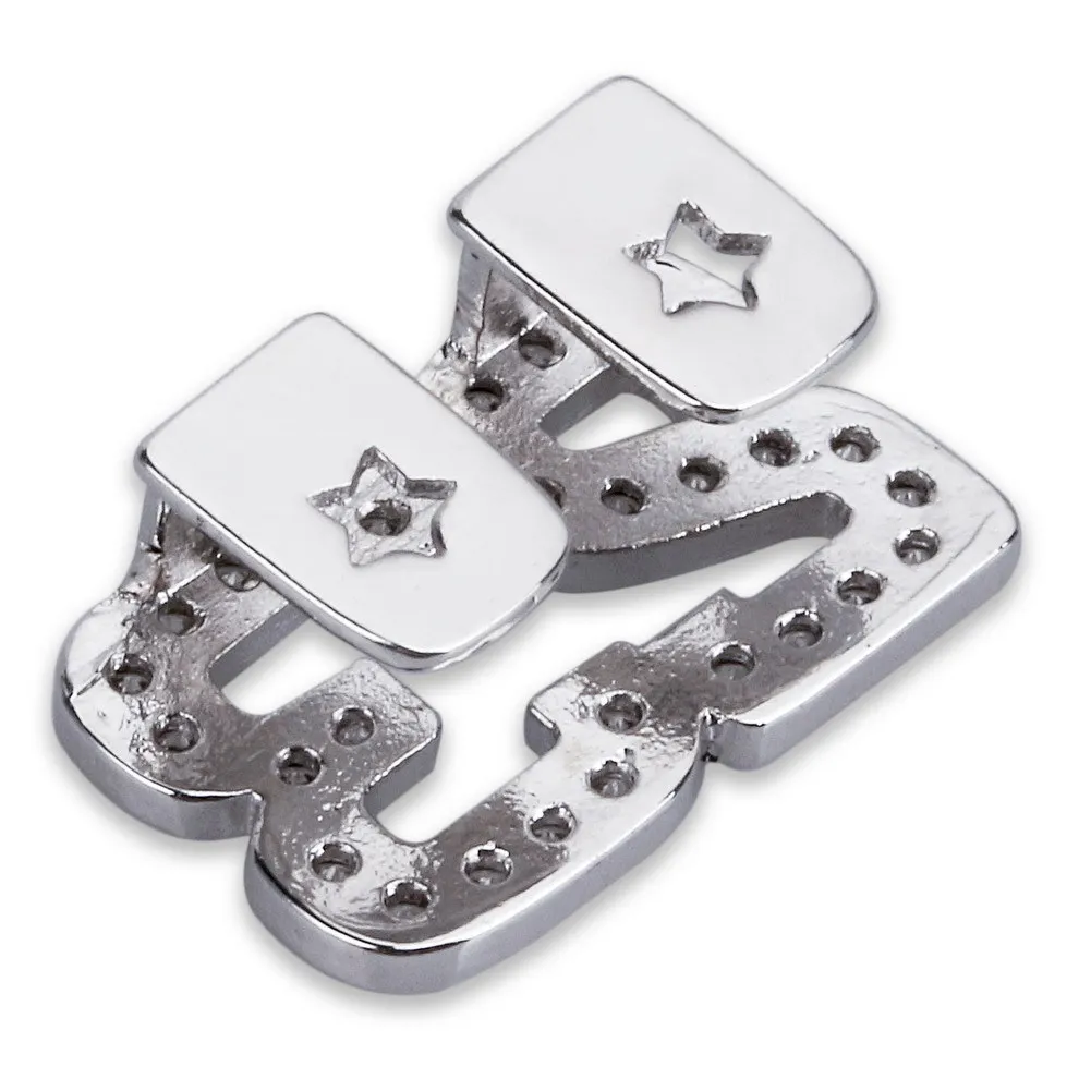 Copper Alloy Dental Part Number 23 Jewelry Gold Zircon Double Teeth Grills Hip Hop Ice Out Grillz For Teeth