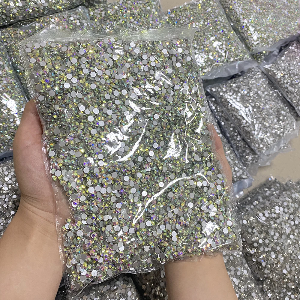 XULIN Accept Customized SS3-SS50 Normal Faceted Flat Back Round Glass Stones Crystal AB Rhinestones In Bulk