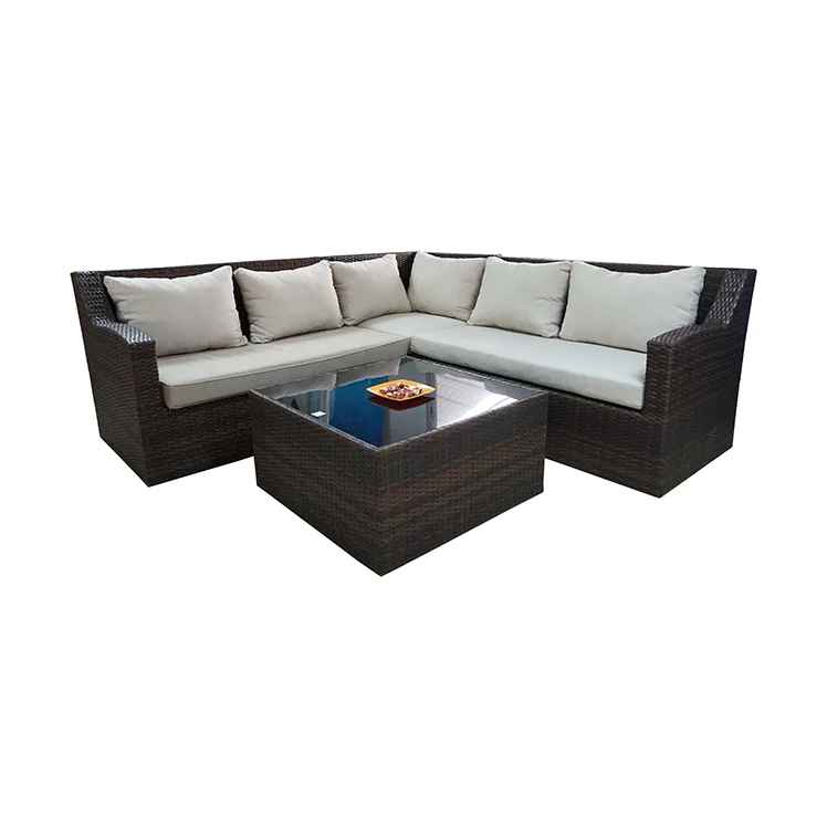 Wholesale Luxury Rattan Garden Sofa Set Wicker Outdoor Patio Furniture Sofa Outdoor Modular L Shape Outdoor Sofa