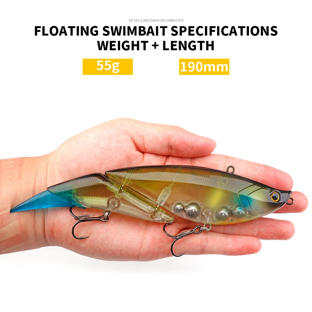 Wholesale  Soft Plastic Tail 2 section multi jointed lure Fishing Tackle Bait glide bait swim bait