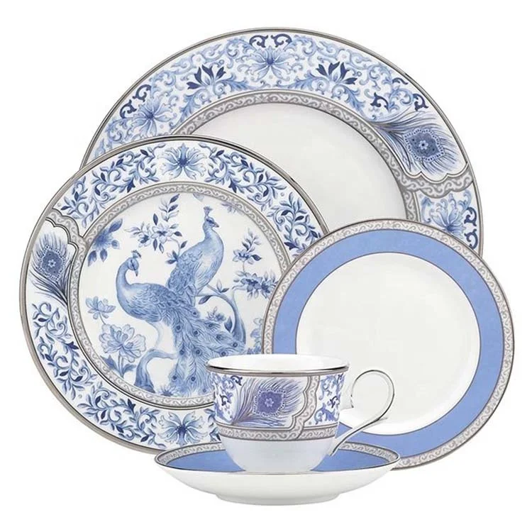 Royal Blue Flower  Fine Bone China Dinnerware Set for 6 people