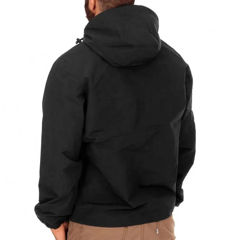 Mens Plain Jackets Screen Printing Logo Black Oem Print Half Zip Nylon Pullover Hoodie Custom Windbreaker Jacket