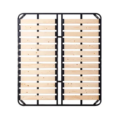 200*200 cm bed frame folding solid wood slats metal bed base