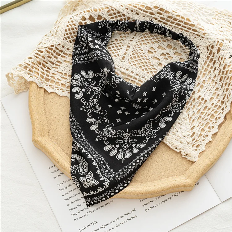 Summer European American hair accessories printed elastic fabric sun-protective triangular bandana folk classic head wrap  head