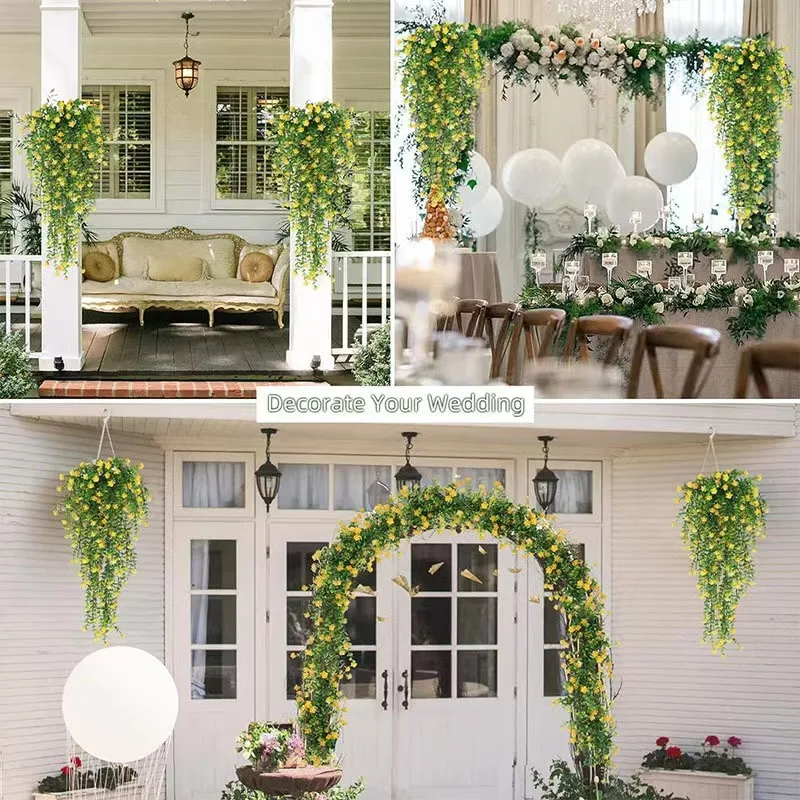 Artificial plant indoor eucalyptus camellia rattan wall hanging faux vine wedding garden home decoration