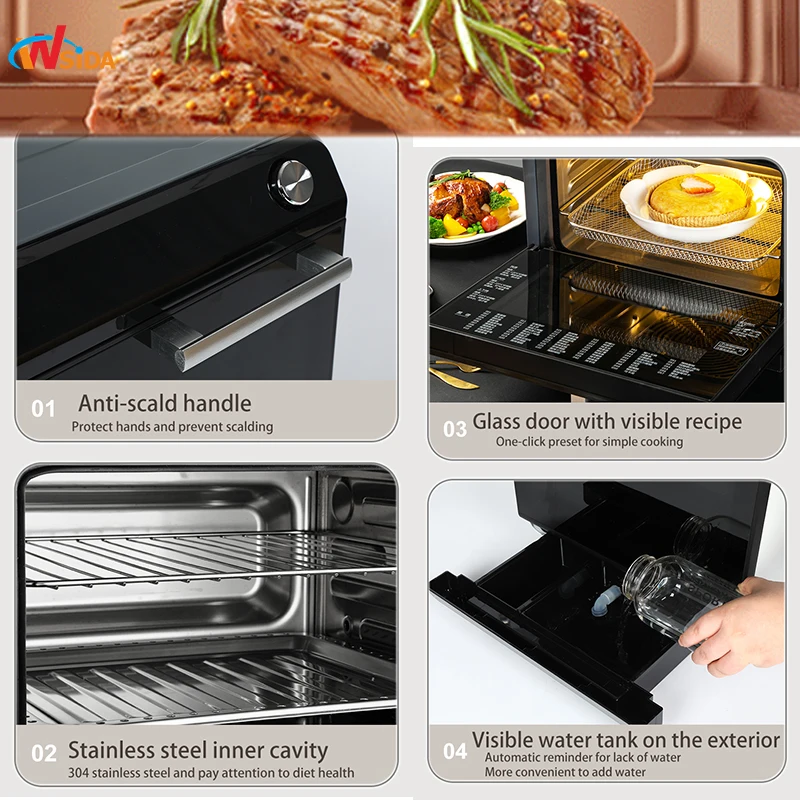 Wsida Electric Baking Oven Classic Electric  Food-Grade Electric Oven 2000W 22L 57 Star Choice Recipes Oven Air Fryers