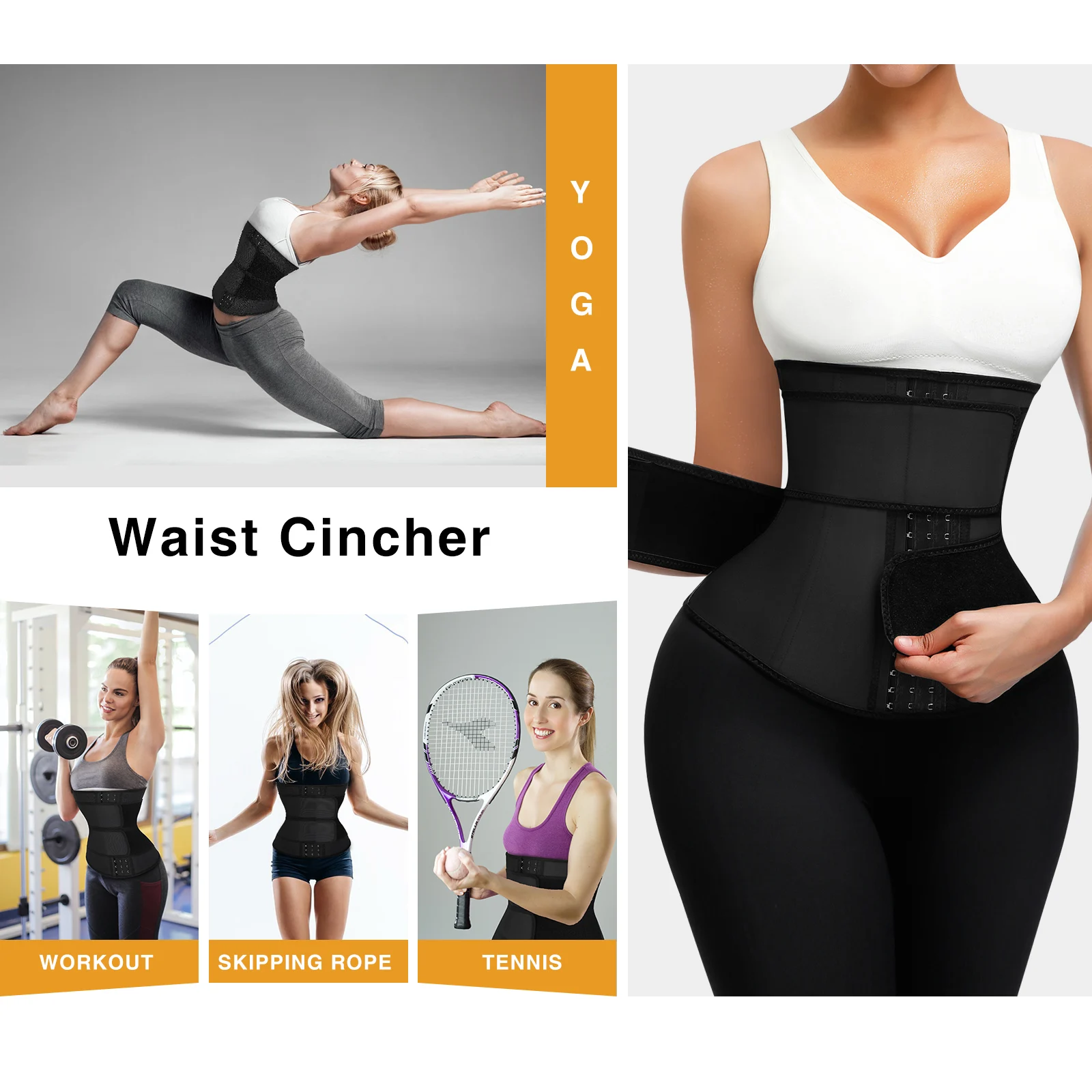 Hexin Factory Price Custom Logo Women Tummy Control Compression Slimming Double Belt Latex Waist Trainer Shaper