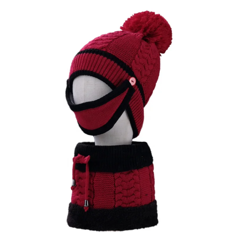 Warm Scarf Thick Windproof Balaclava Multi Functional Hat Scarf Set For Women