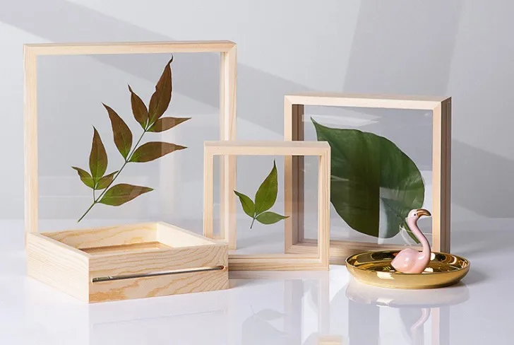 wooden double-sided glass insect plant specimen frame diy dried flower log three-dimensional picture