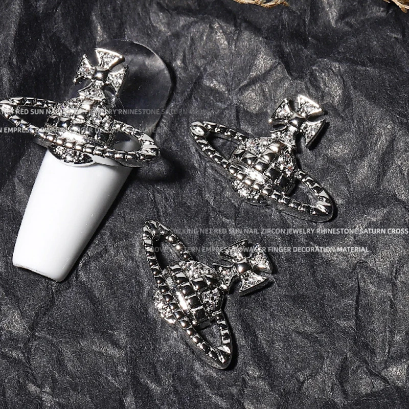 Nails Accessories Zircon Punk Saturn Heart Cross Shaped Nail Charm Decoration 3D Bling Nail Art Crystals Rhinestones