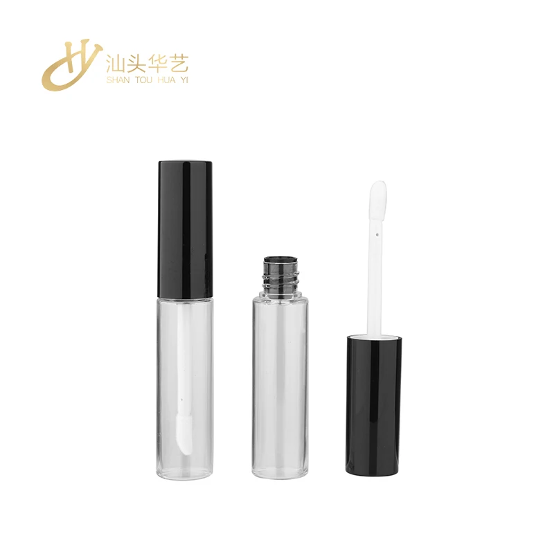 
New Product Empty Plastic Matte Black Round Shape Lip Gloss Cases for Cosmetics Packaging Wholesale 