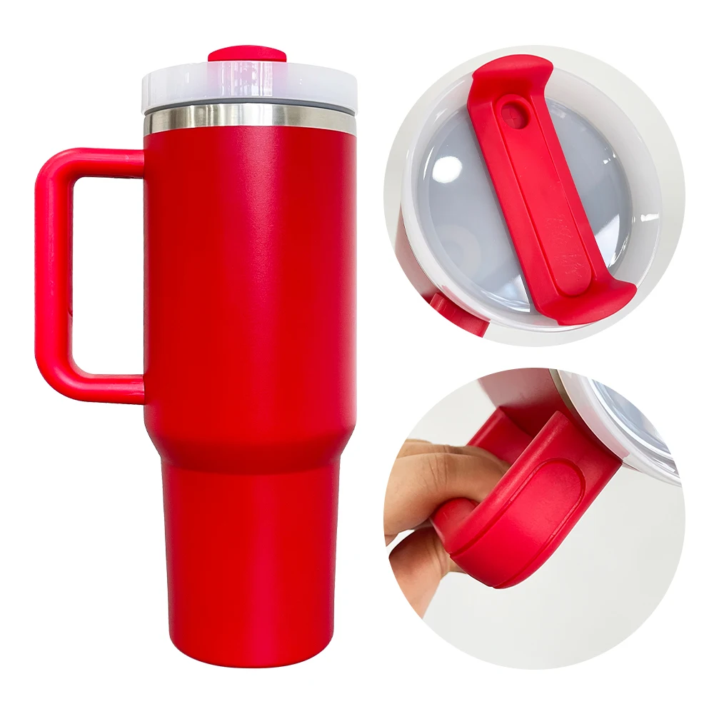 USA Warehouse double walled Powder coated H2.0 Christmas Xmas red green 40oz tumbler for laser engraved
