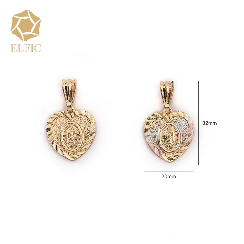 Elfic Religion jewelry gift virgin mary pendant gold plated 14k tricolor jewelry virgencita joyeria heart jewelry