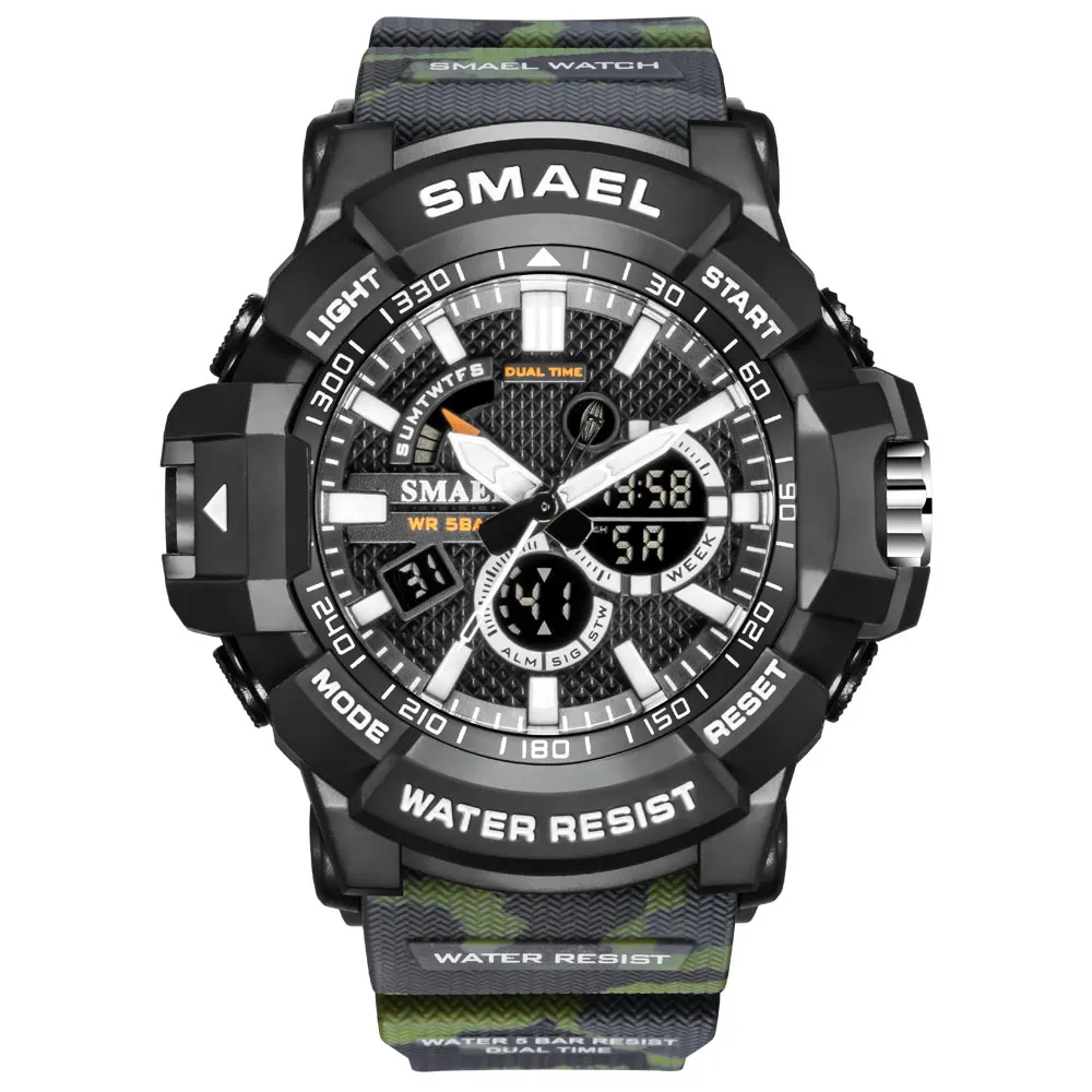 SMAEL 1809 Sport Men digital watch Waterproof LED  Calendar Multi function Double Display Dual Time Wristwatch