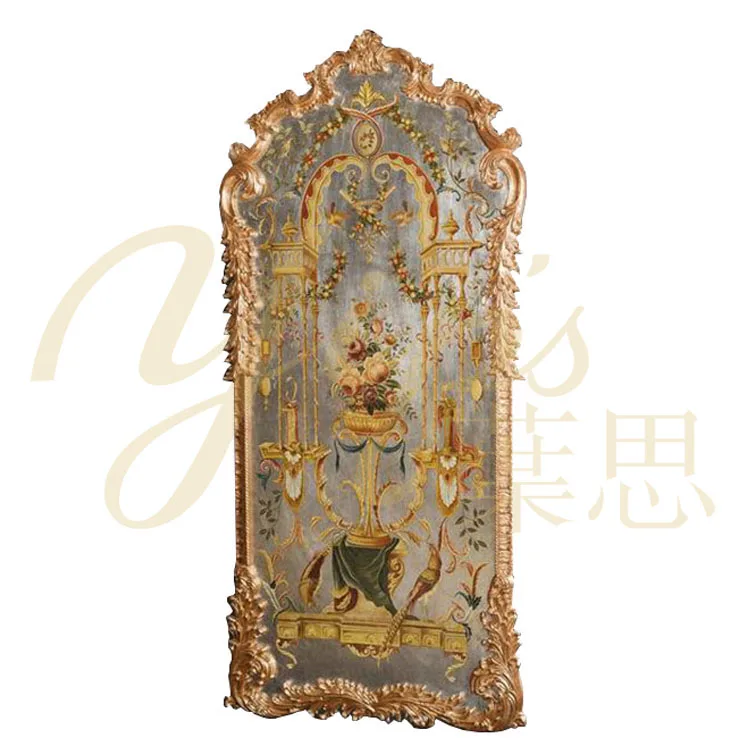 Yips LD-1403-1159 European Style Handpainted Floral Pattern on Silver-Leaf Classical Home Decoration Luxury Wall Panel