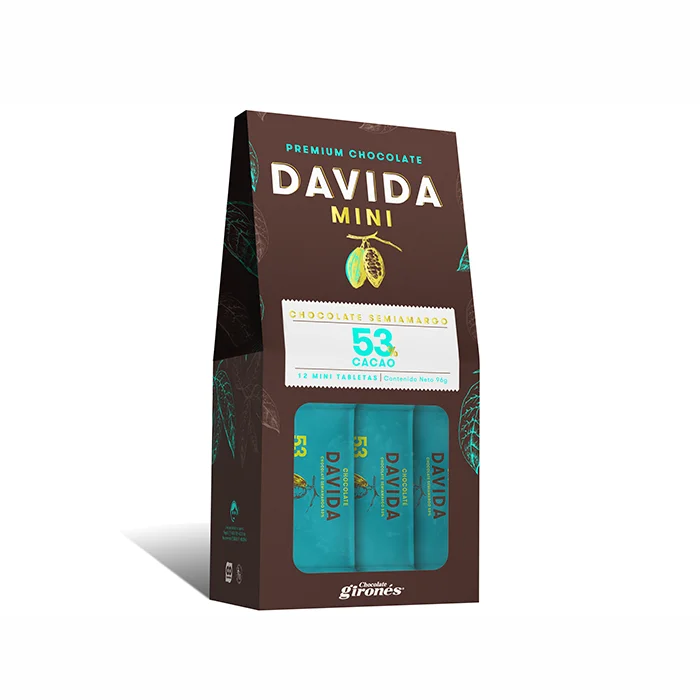 DAVIDA Wholesale Indulgent Semisweet Premium Mini Smooth Chocolate Bars 53% Cocoa Colombia Origin Colombian Cocoa