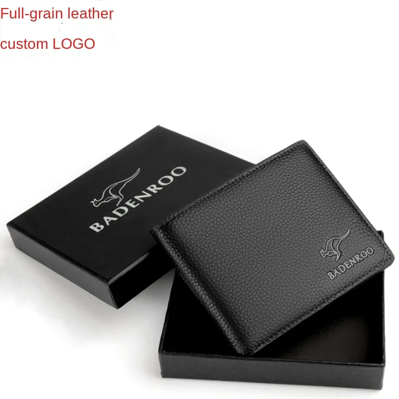 Мужской кошелек из натуральной кожи, визитница, прочный роскошный короткий кошелек на молнии для мальчиков, высококачественный фирменный кожаный мужской кошелек
