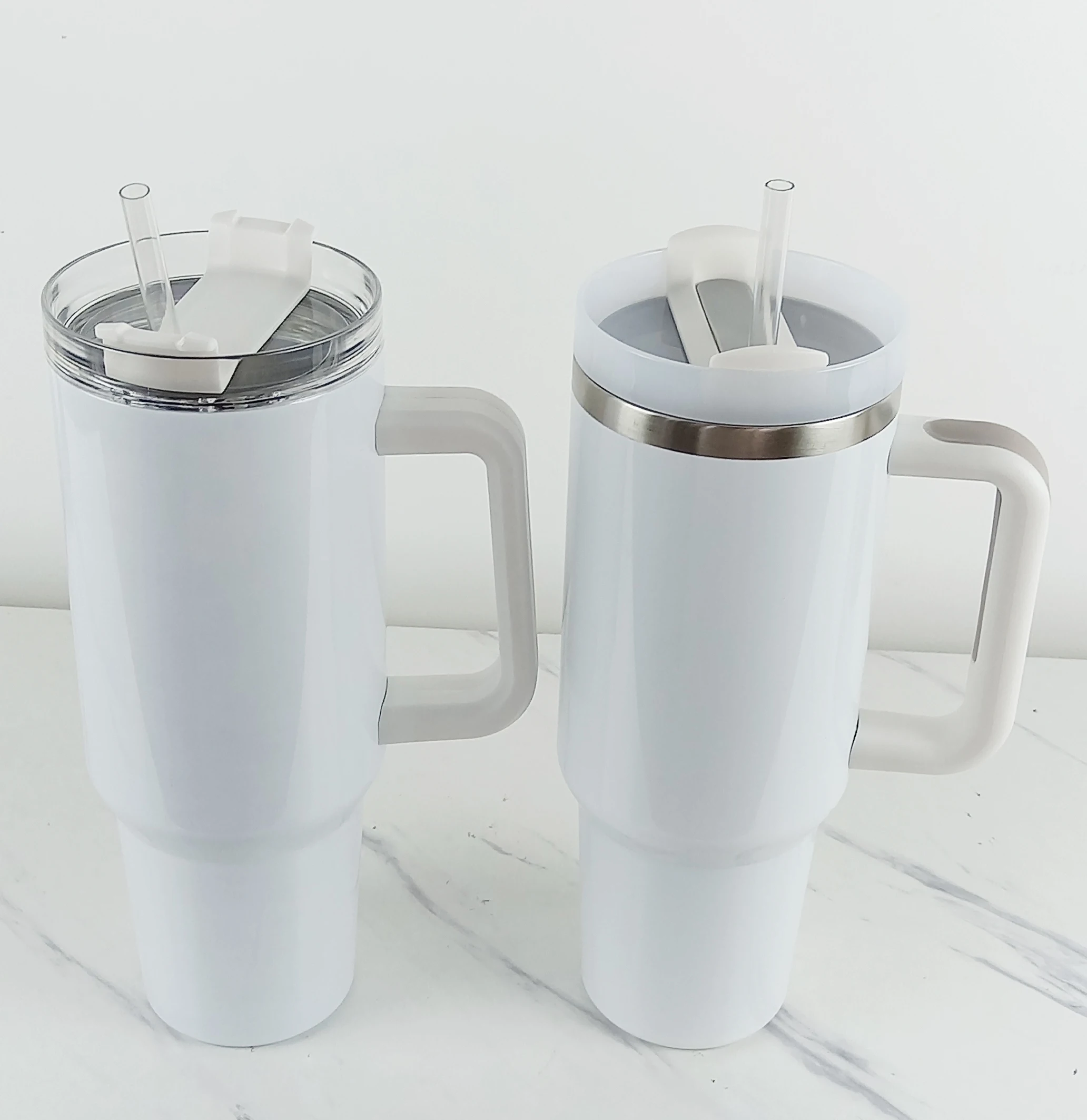 USA Warehouse in stock RTS 1200ml DIY blank sublimation white 40oz tumbler with handle and straw for travel