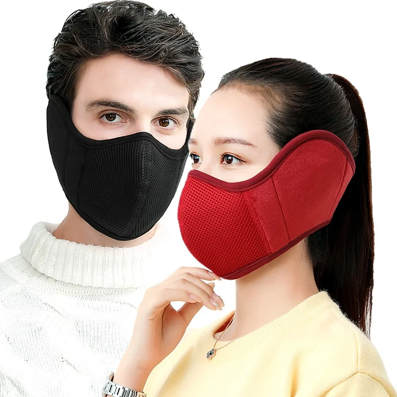 Wholesale Customized Fabric Winter Cartoon Ear Muff Cotton Warm Mask Outdoor Riding Warm Motorcycle Earmuffs Face Maskes