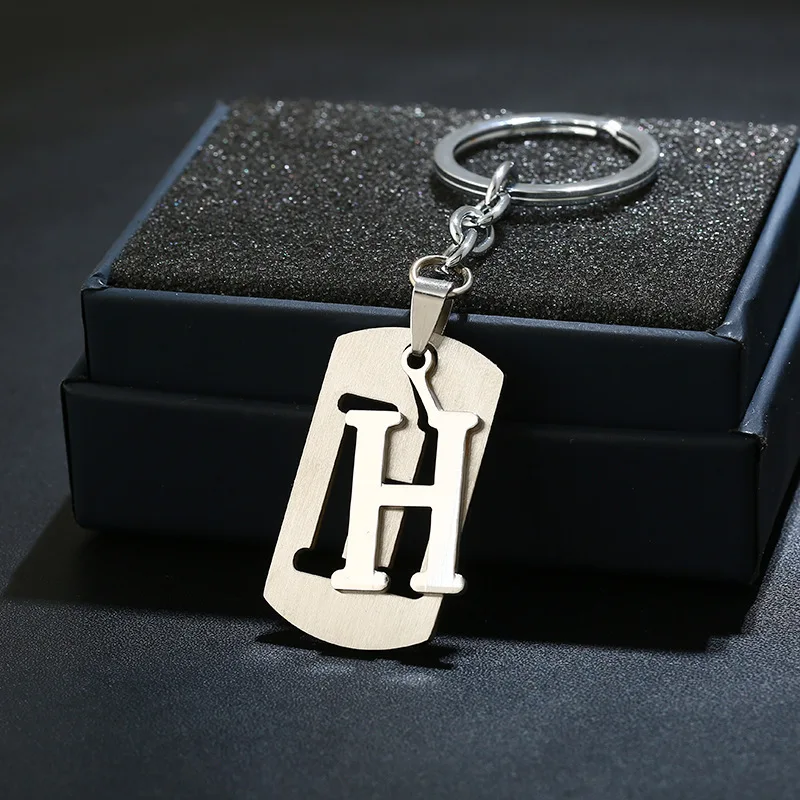 JETSHARK 26 English letters keychain gift stainless steel keychain metal letters key chains popular key pendant key chain
