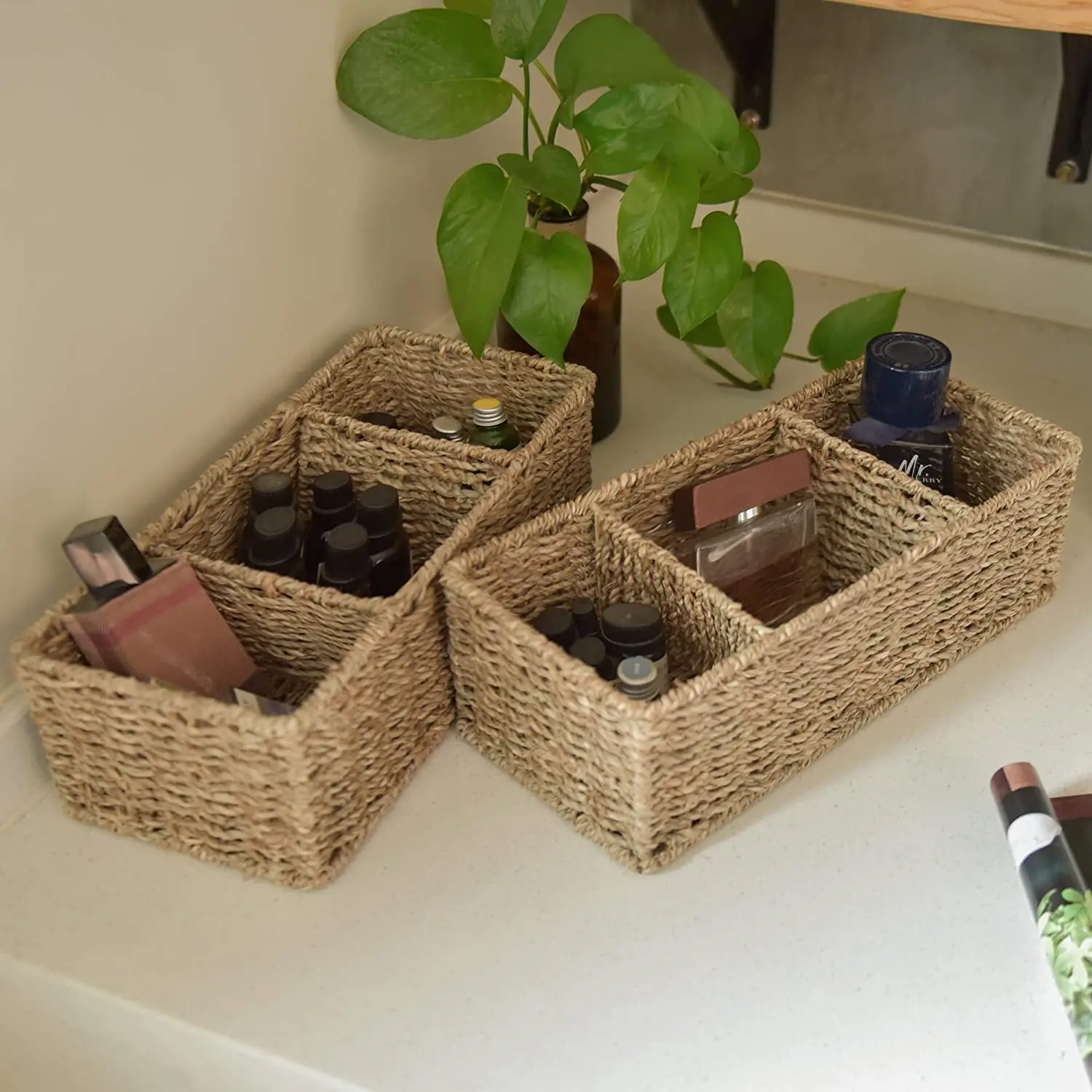 Folding Feature And Neatening Storage Use Seagrass Basket Water Hyacinth