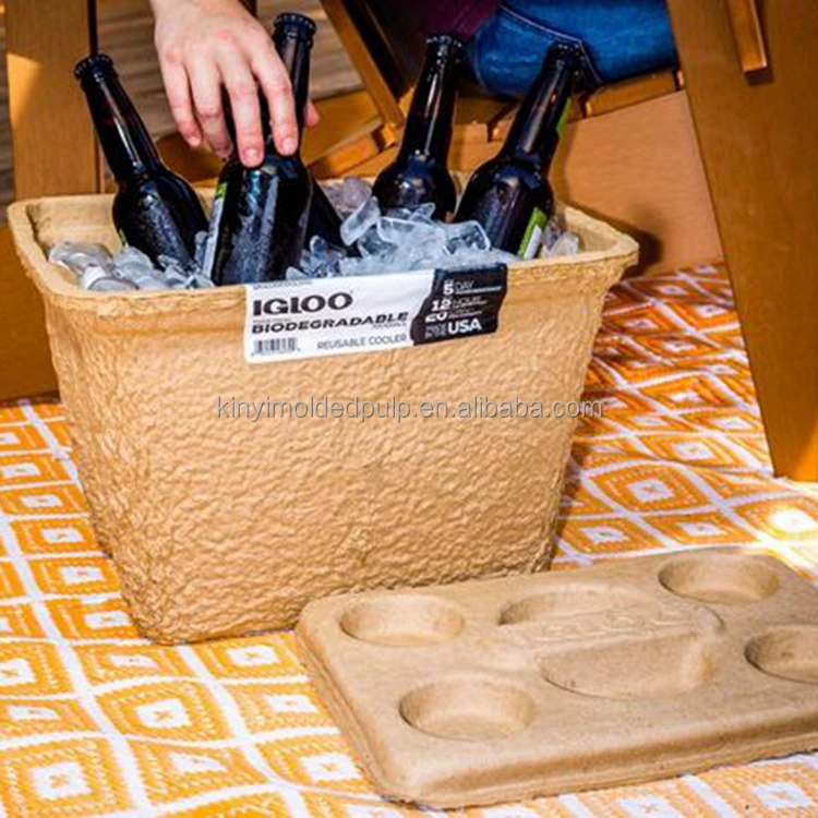 OEM/ODM Eco paper packaging Box waterproof ice cooler beer container Factory Custom molded pulp storage box