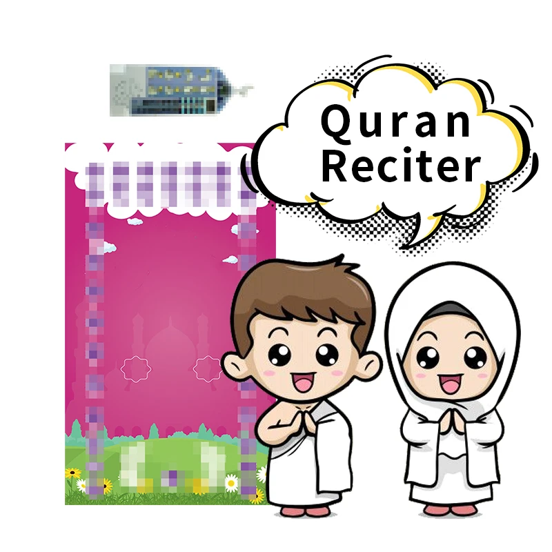 Islamic Gift Custom Design smart Interactive prayer rug Islam Muslim Carpet Kids Prayer Mat Educational Prayer Mat  For Muslim