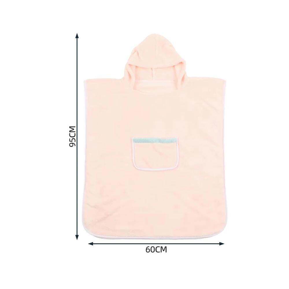 Wholesale Microfiber Coral Fleece Hooded Beach Suit Absorbent Quick-Dry Soft Cape Bathrobe