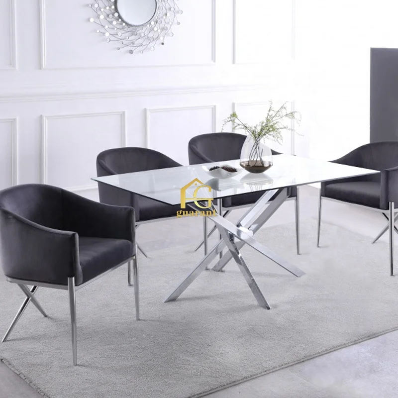 cheap glass top 4/6/8 seater dining table set for the living room furniture