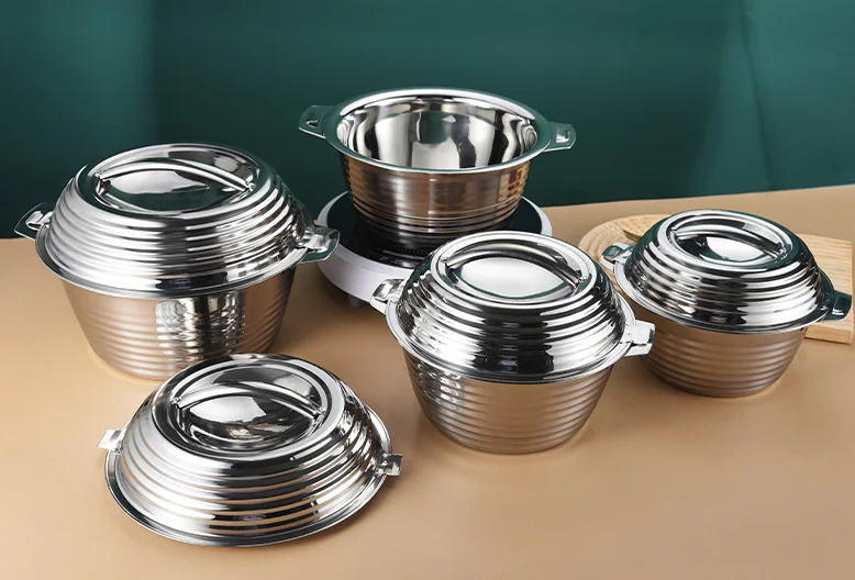 Foreign Trade Middle East and Africa All Steel Insulation Pot Thread Double Layer Foam Pot Double Ear Deepening Cold Preservatio