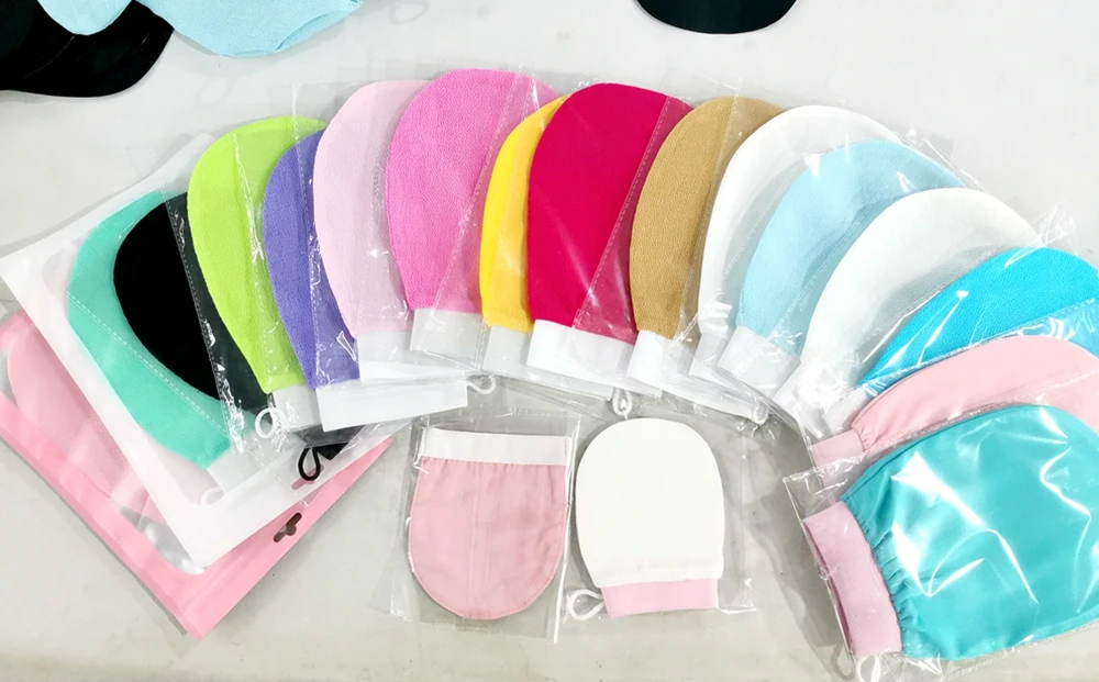 100% Viscose Deep Cleaning Skin Moroccan Kessa Exfoliating Mitts Body Scrub Glove For Home And Hotel Use