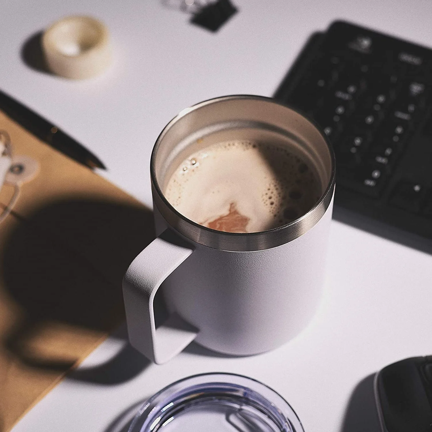 Stainless Steel Coffee Mug 10 oz, Vacuum Insulated Tumbler with Handle, Double Wall Tumbler Cup with Lid Camping