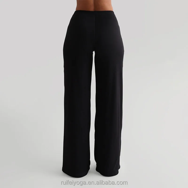 Wholesale Custom Logo Polyester Spandex Stretchy High Waist Flare Yoga Legging Wide Leg Pants Women Gym Sports Flared Yoga Pants