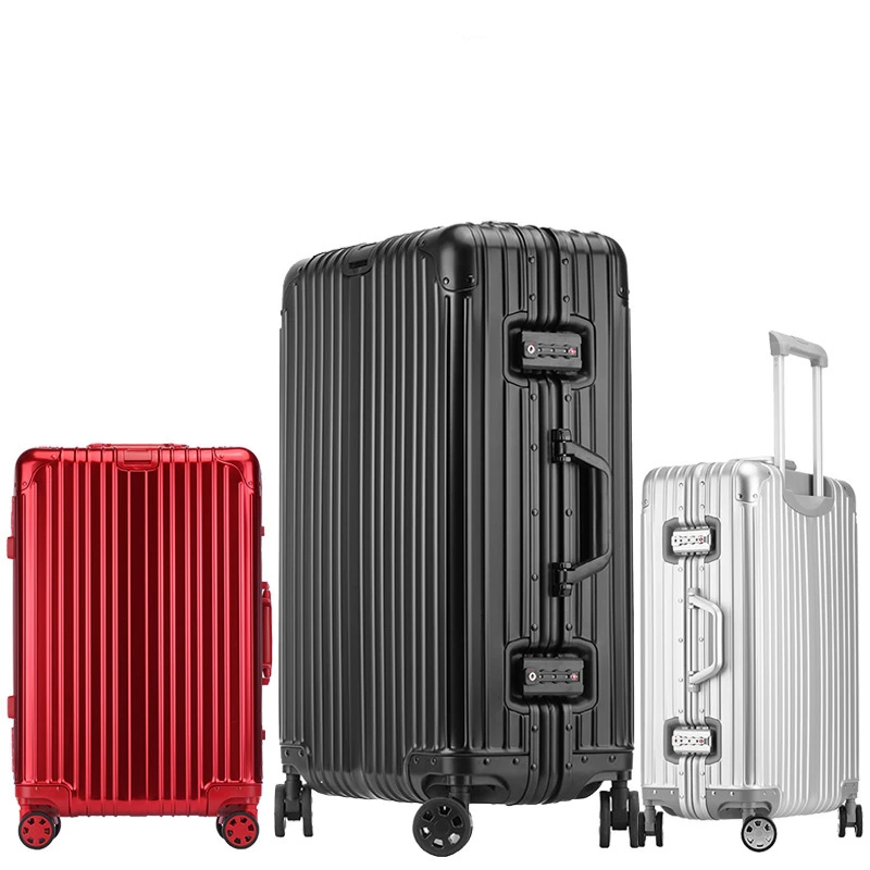 2024 новый модный полностью алюминиевый ручной клади с замками TSA роскошный крутой металлический твердый Спиннер серебристый чемодан