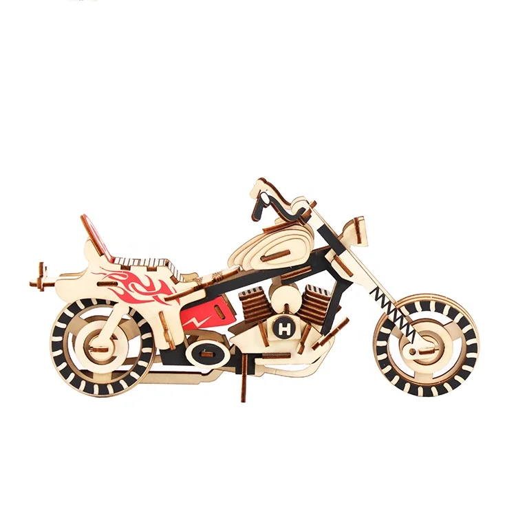 Jigsaw Puzzle Educational Wooden Cost Effective 3D Wood Motorcycle HD I Model 1set/opp Bag 30sets/ctn Shrinked Wrapped 2 Sheets