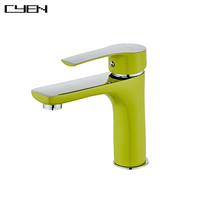 China Factory Price European Style Mini Body Two Handles 3 Hole Bathroom Golden Faucets Colorful Basin Tap Griferia