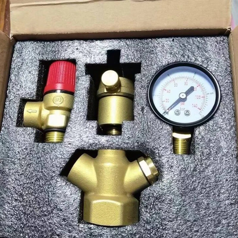 Automatic Shut-Off Valve Customized female Brass Boiler air energy pressure Relief Valve Parts Set With Vent safety Valve 3 bar