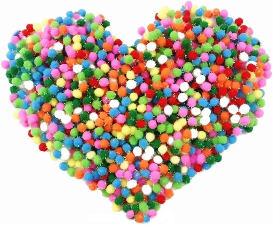 2022 Multicolor Glitter 100/Bag 20mm PomPom Educational Toys Diy Arts Craft Glitter Tinsel  Coloured Craft  Polyester Pompoms