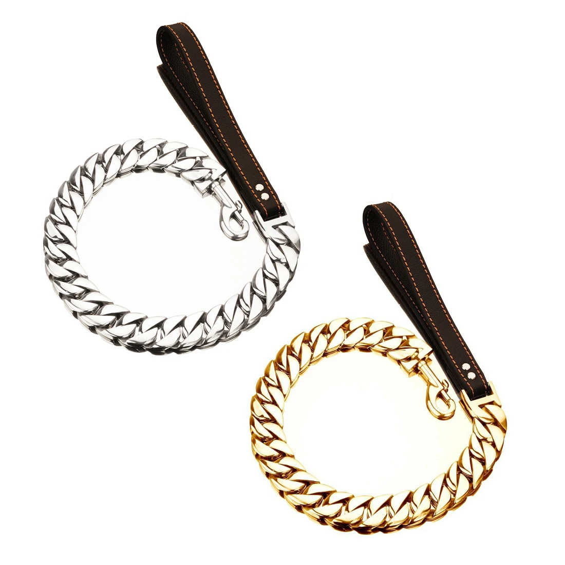 Luxury Gold Correas para Perros Hip Hop Leads Dog 32mm Chains Cuban Dog Chain Leash