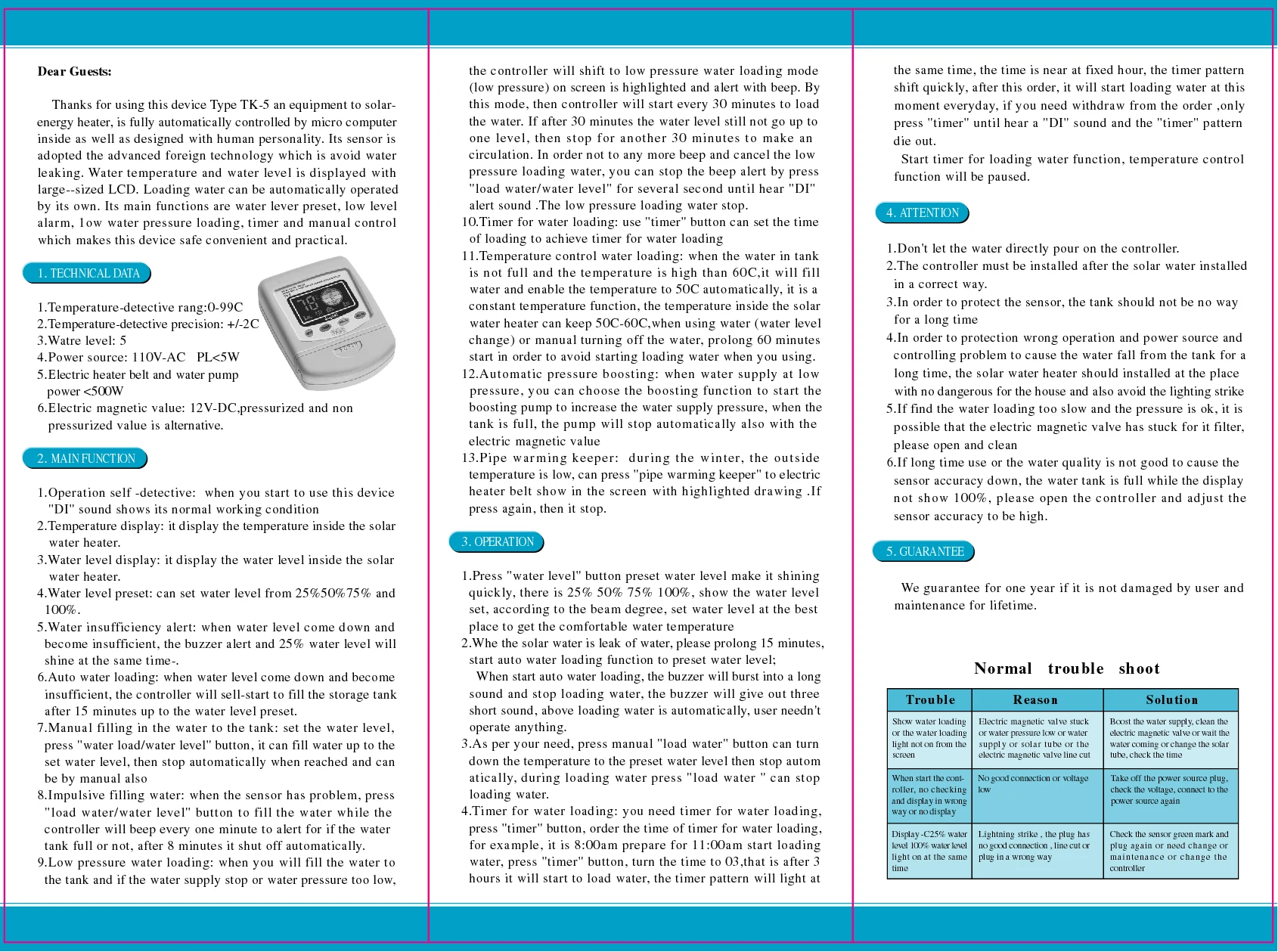 Thermosiphon Solar Water Level Controller TK-5