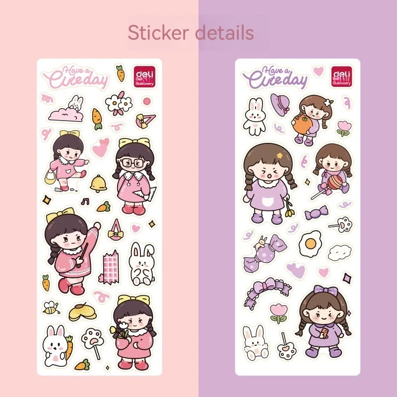 Deli BC308 Girl DIY Light Purple Transparent Pencil Case for Primary School Students Double Layer Three Layer Large Capacity Pen