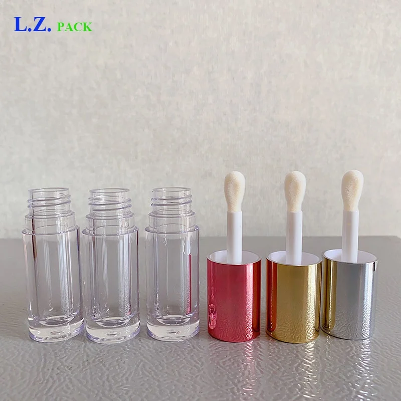 LZ Pack 100pcs 6ml 6.5ml Lip Oil Packaging Tubes Custom Logo Thick Big Brush Big Wand Luxury Lip Gloss Tubes With Applicator
