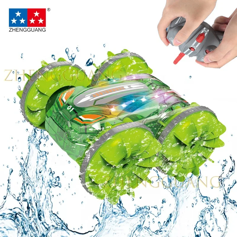 Zhengguang 2024 4WD 2.4Ghz Rotating 360 Waterproof Stunt Vehicle Amphibious Car Kids Rolling Remote Control Car