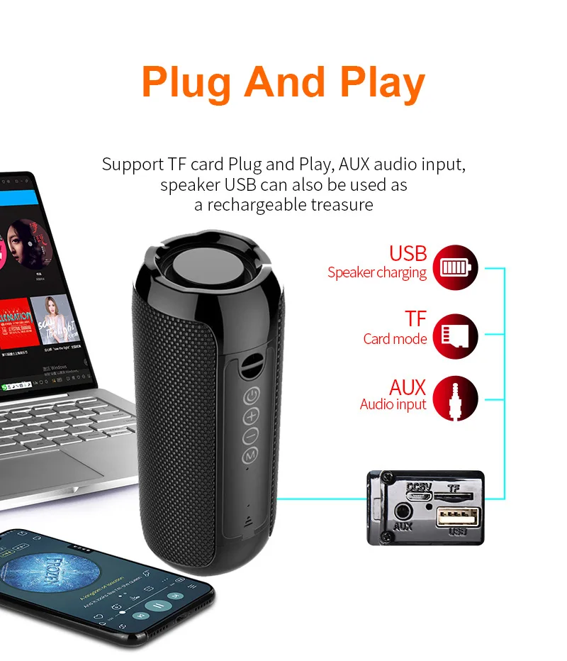 2021 Original Wholesale Best Buy Powerful Sound blast with ultra deep 3d bass aterproof blue tooth speaker TG117