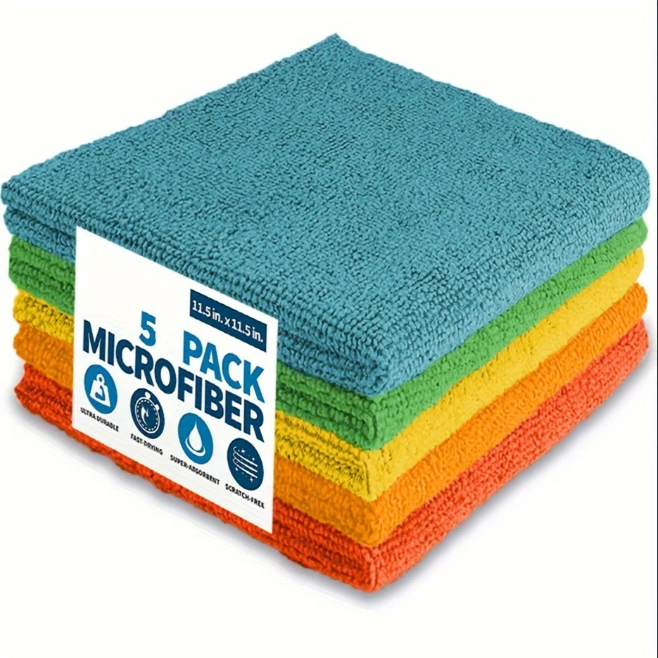 5/10/20pcs Customized Microfiber Cleaning Cloth Quick Dry Dishwashing Cloth Multifunctional Cleaning Towel Household Rag