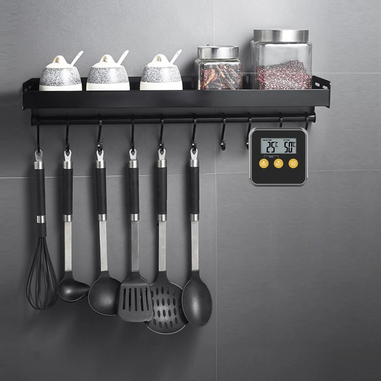 ABS LCD Display Long Wire Magnet Digital Instant Read Oven Meat Thermometer